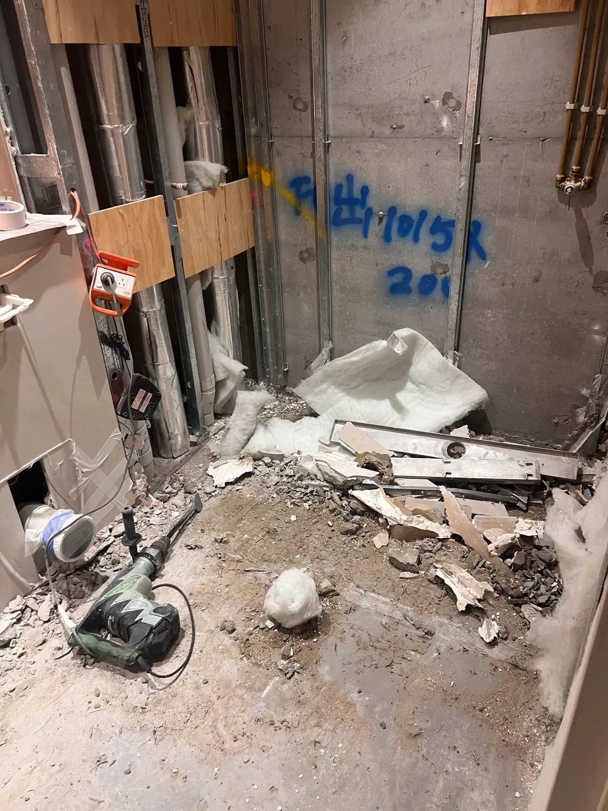 Shower waterproofing repair, Demolition: Substrate Exposure