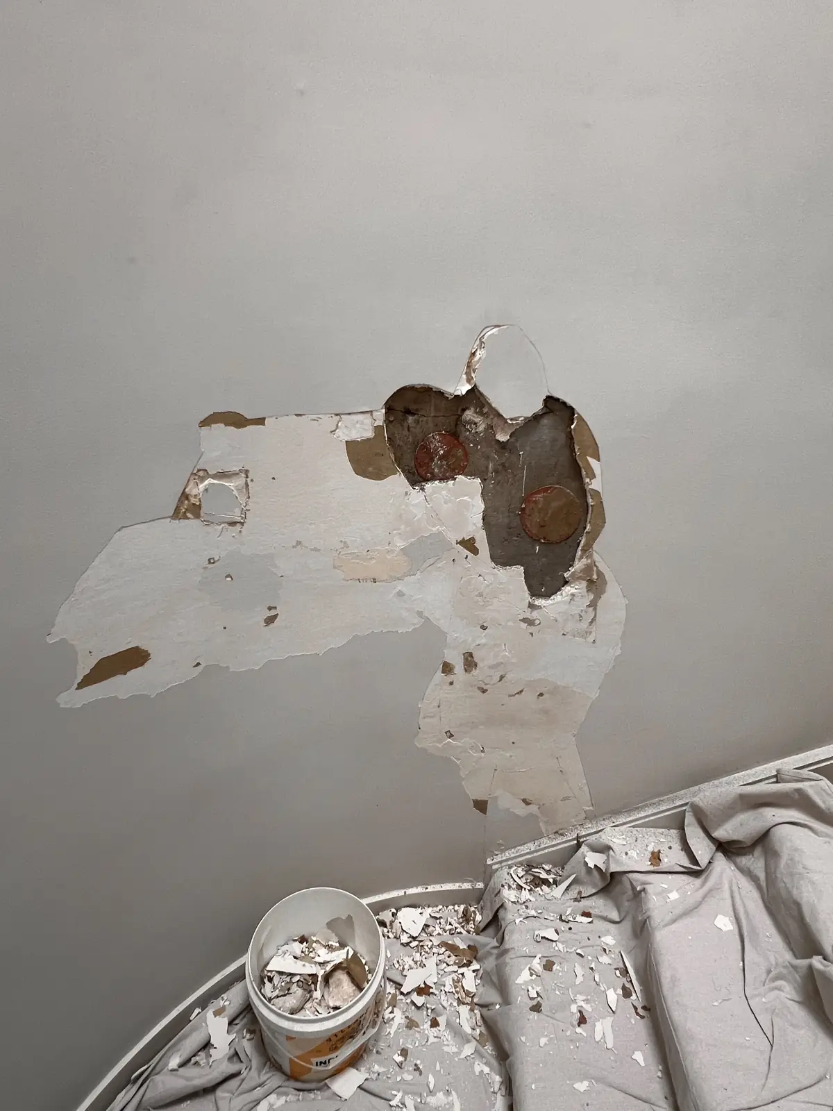 Skylight leak repair, Remedial: Ceiling demo and repair